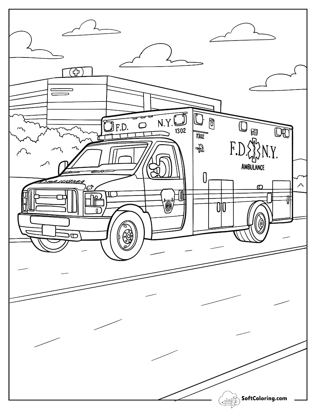 Fdny Ambulance Coloring Page On The Road