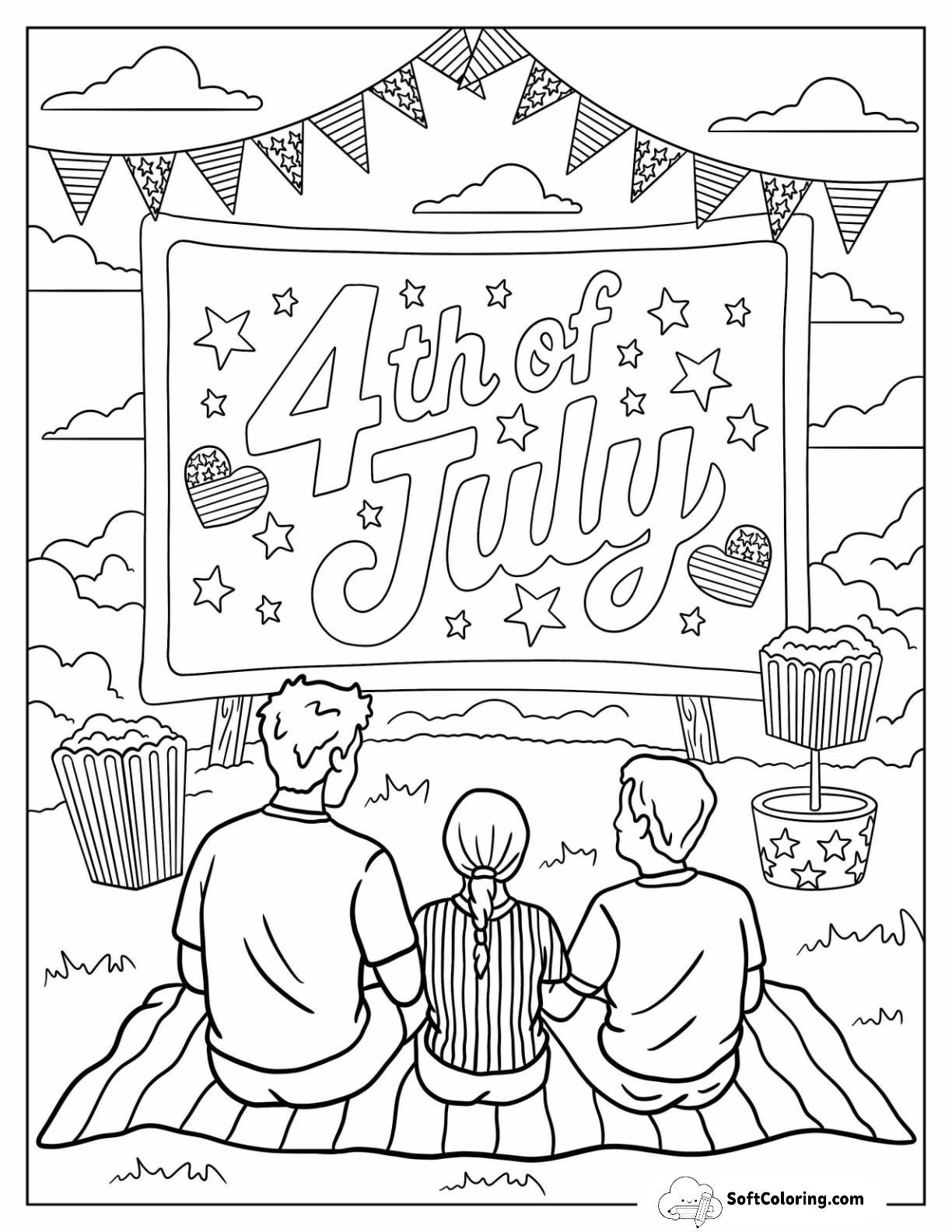 Family Watching 4Th Of July Display At Outdoor Celebration