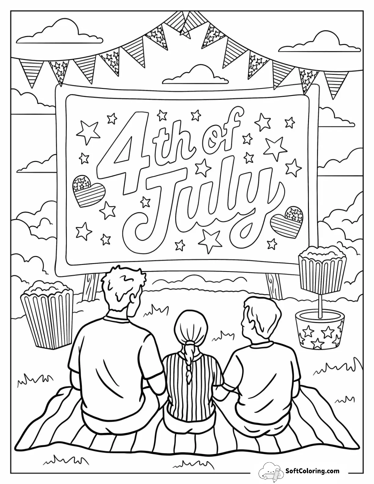 Family Watching 4Th Of July Display At Outdoor Celebration