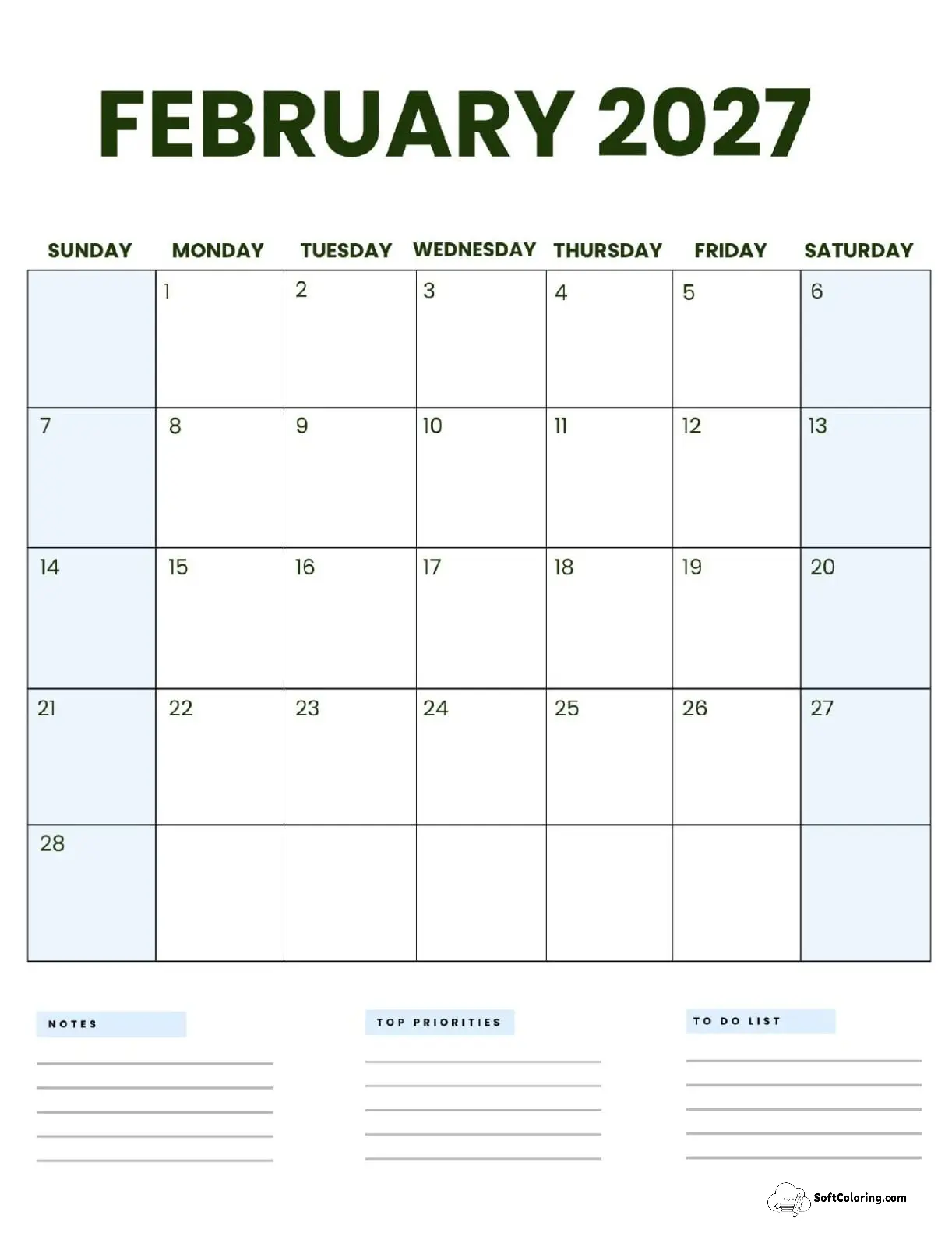 February 2027 Calendar Printable Business 3 Portrait