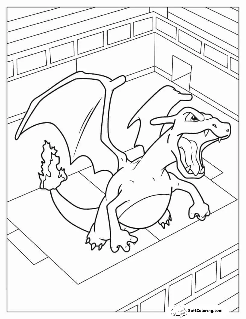 Ferocious Charizard Flying Out Of Pokemon Stadium