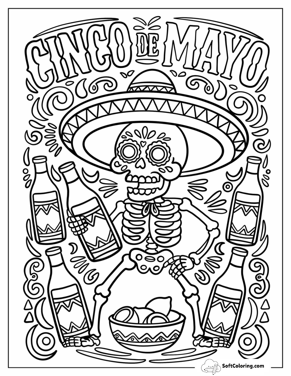 Festive Cinco De Mayo Skeleton With Sombrero