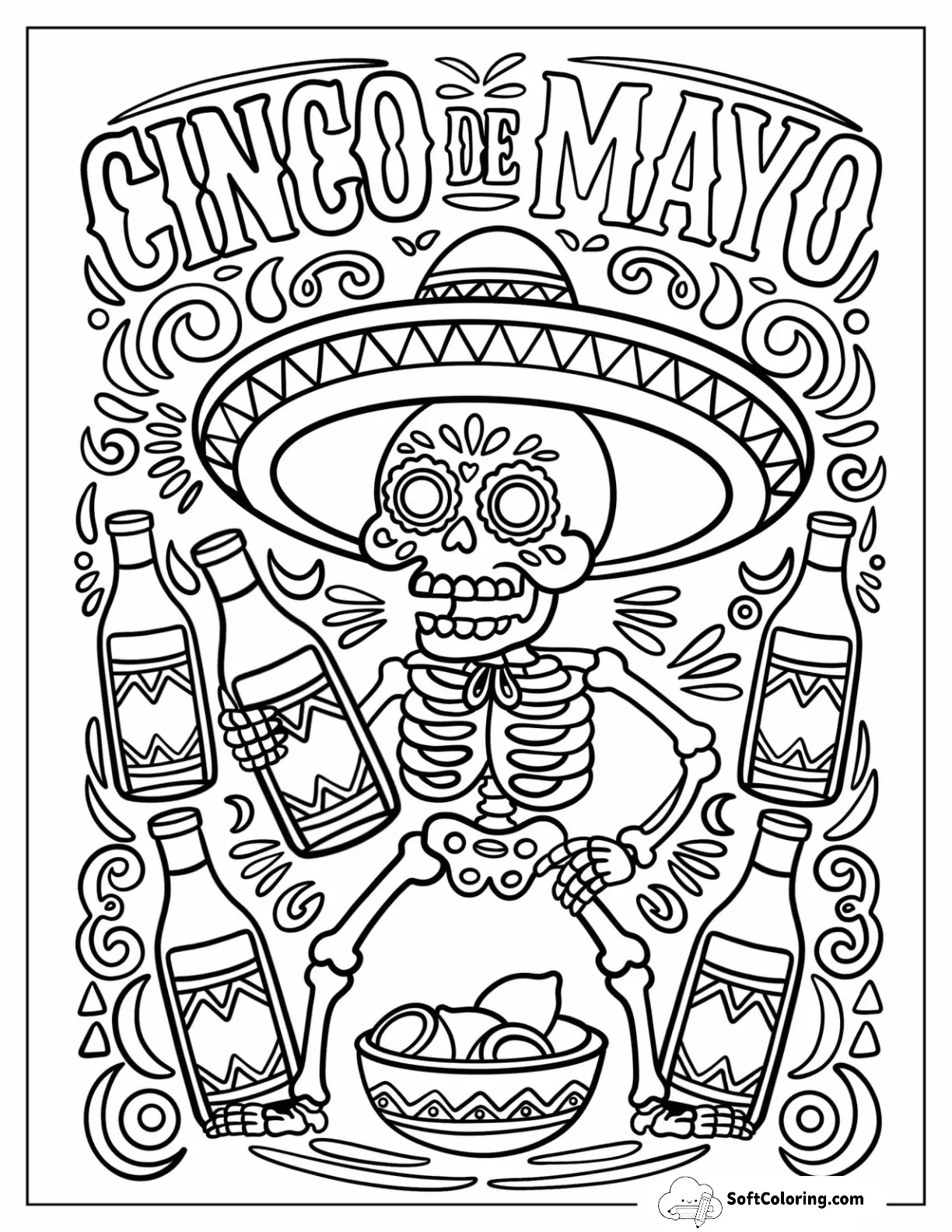 Festive Cinco De Mayo Skeleton With Sombrero