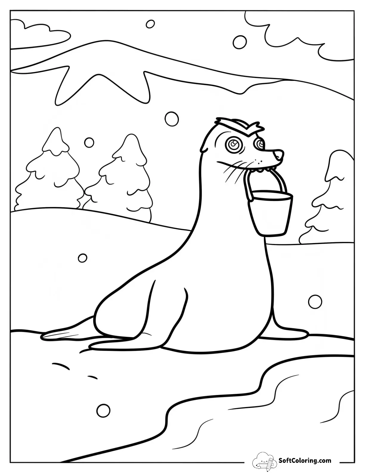 Finding Dory Coloring Page Gerald Holding A Bucket