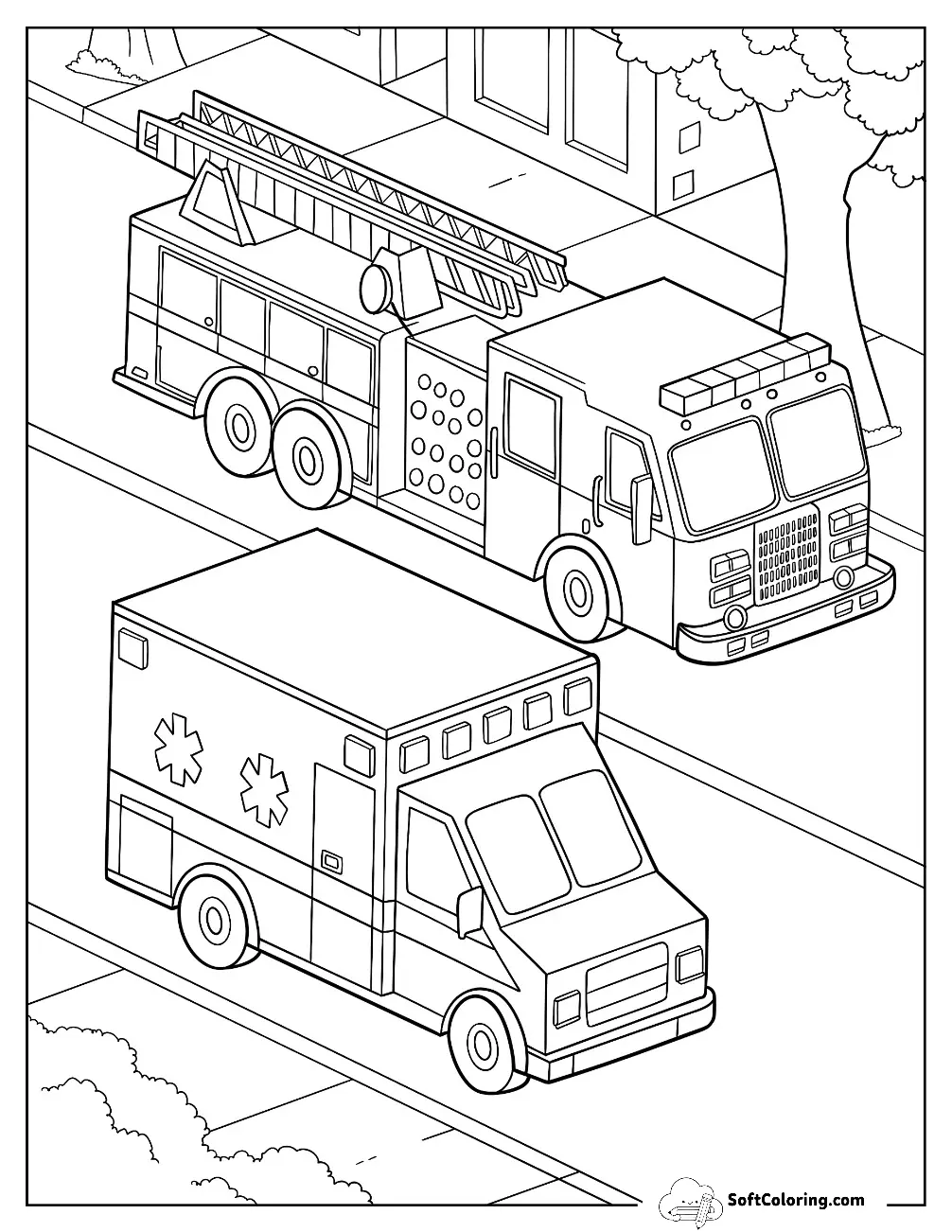 Fire Truck Driving Beside An Ambulance