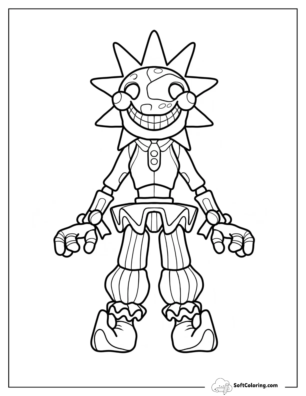 Five Nights At Freddy's Coloring Page Of Sun Daycare Attendant