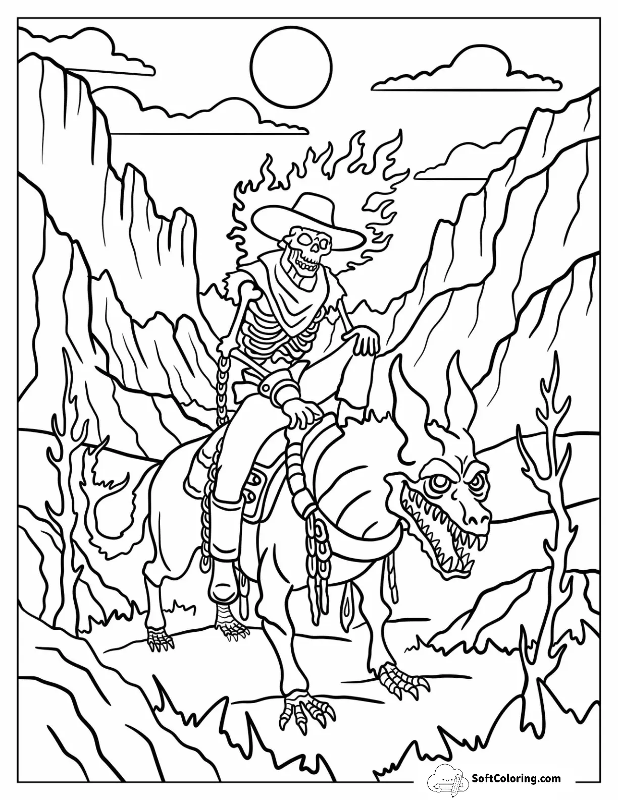 Flaming Skeleton Cowboy On A Demon Steed