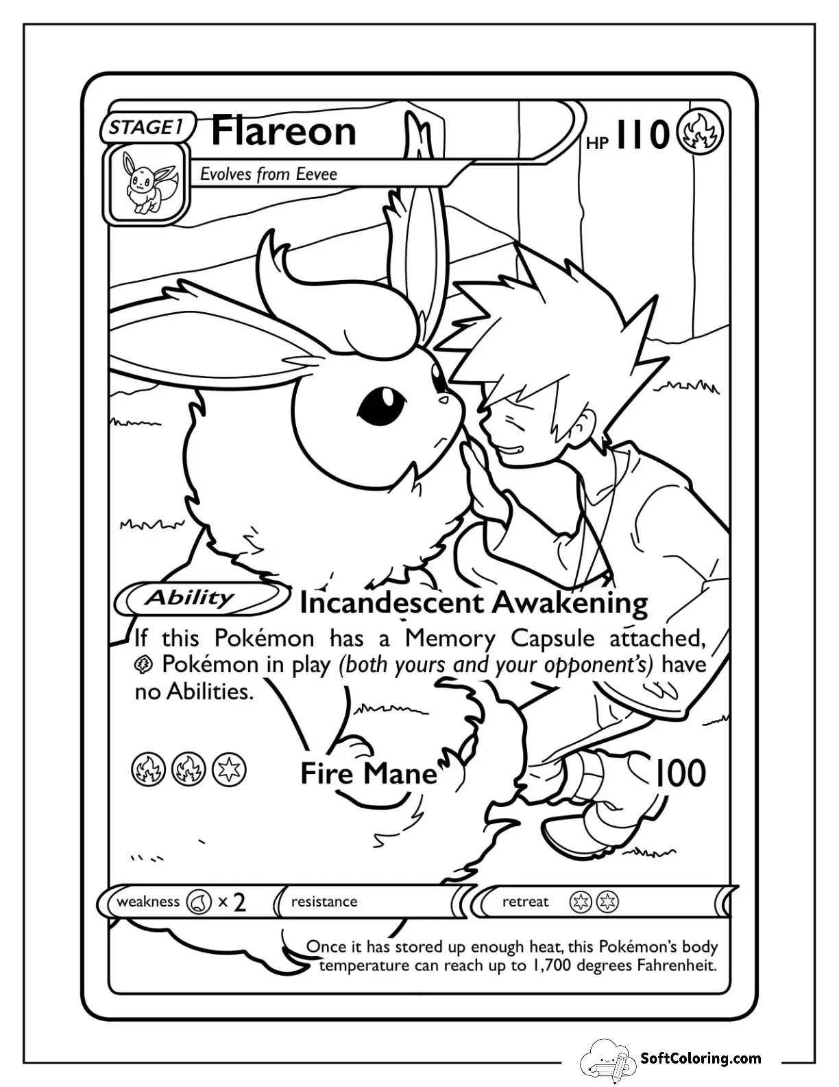 Flareon Incandescent Awakening Pokemon Card Coloring Page