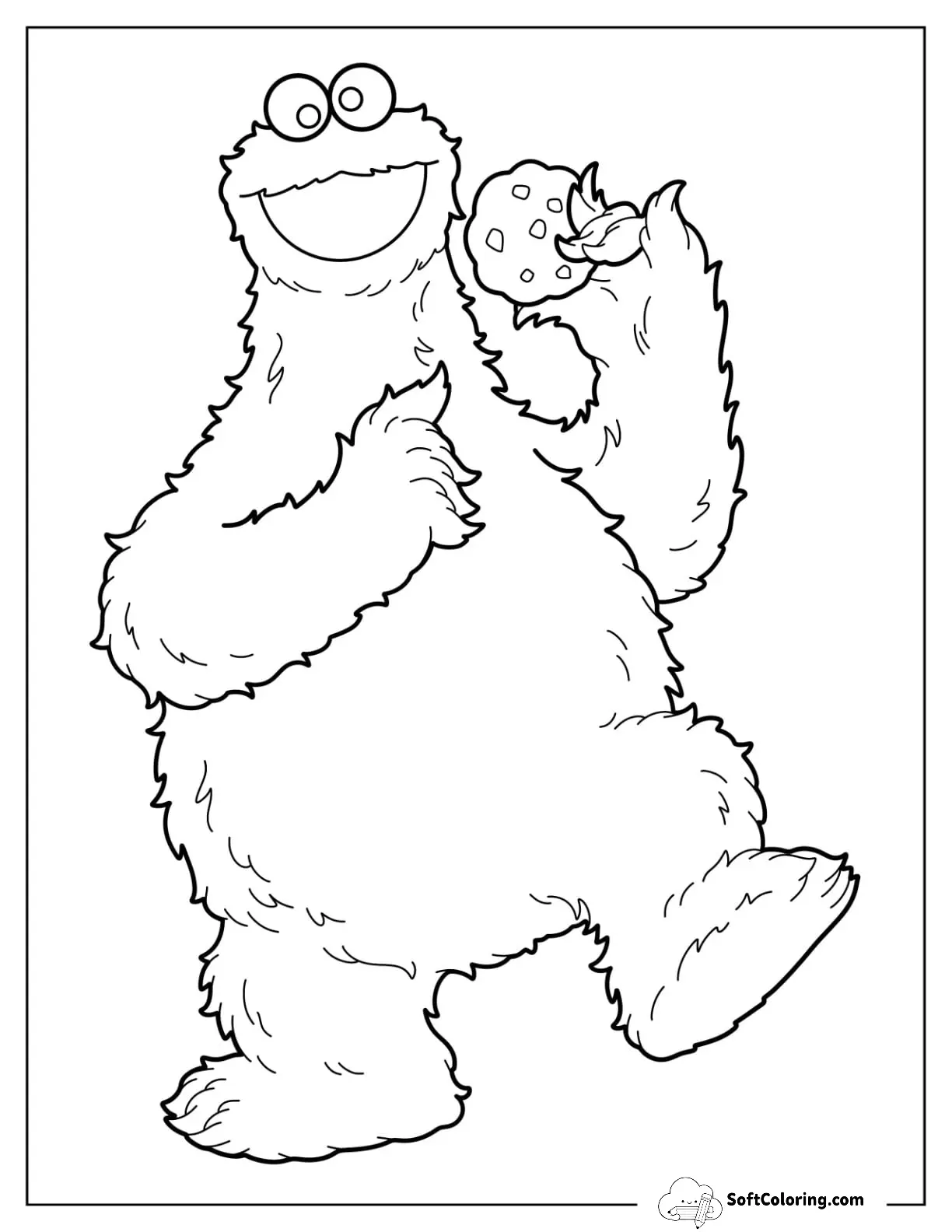 Fluffy Cookie Monster Holding Up Cookie