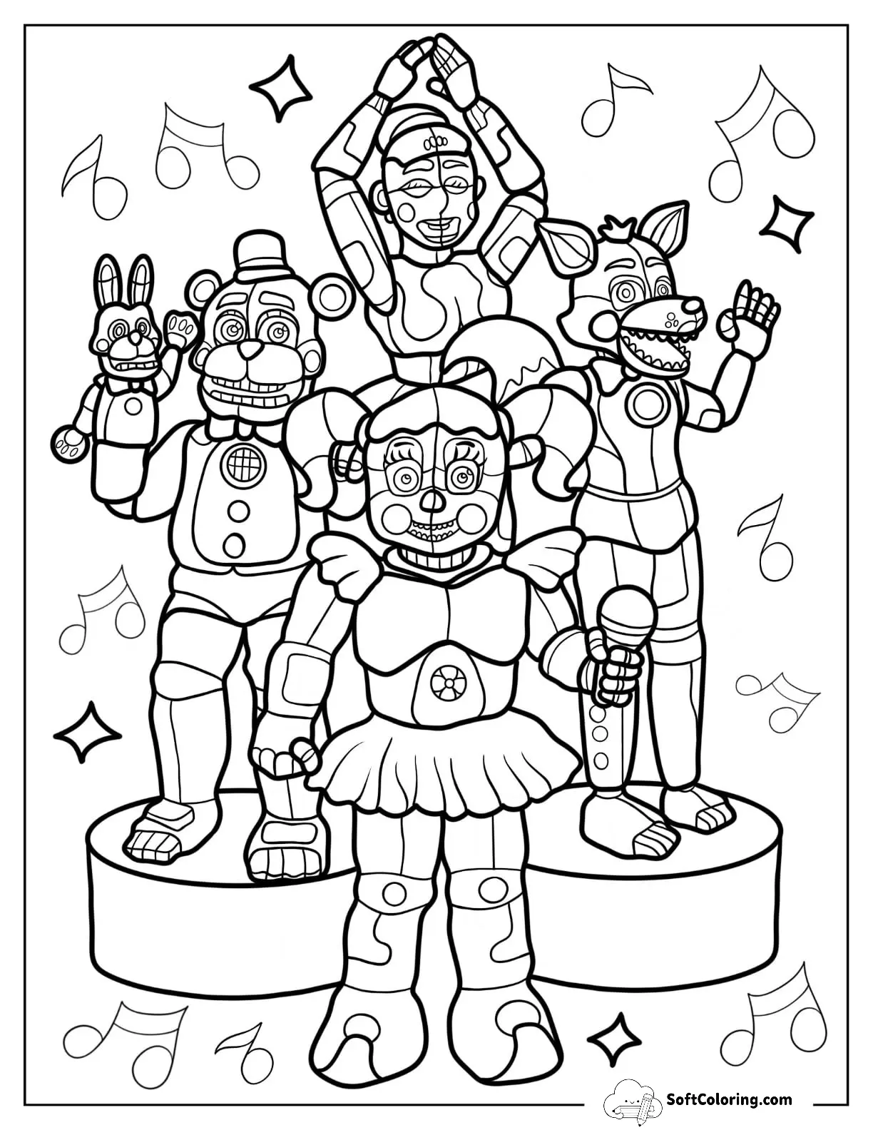 Freddy Fazbear, Foxy, Ballora, And Circus Baby Performing