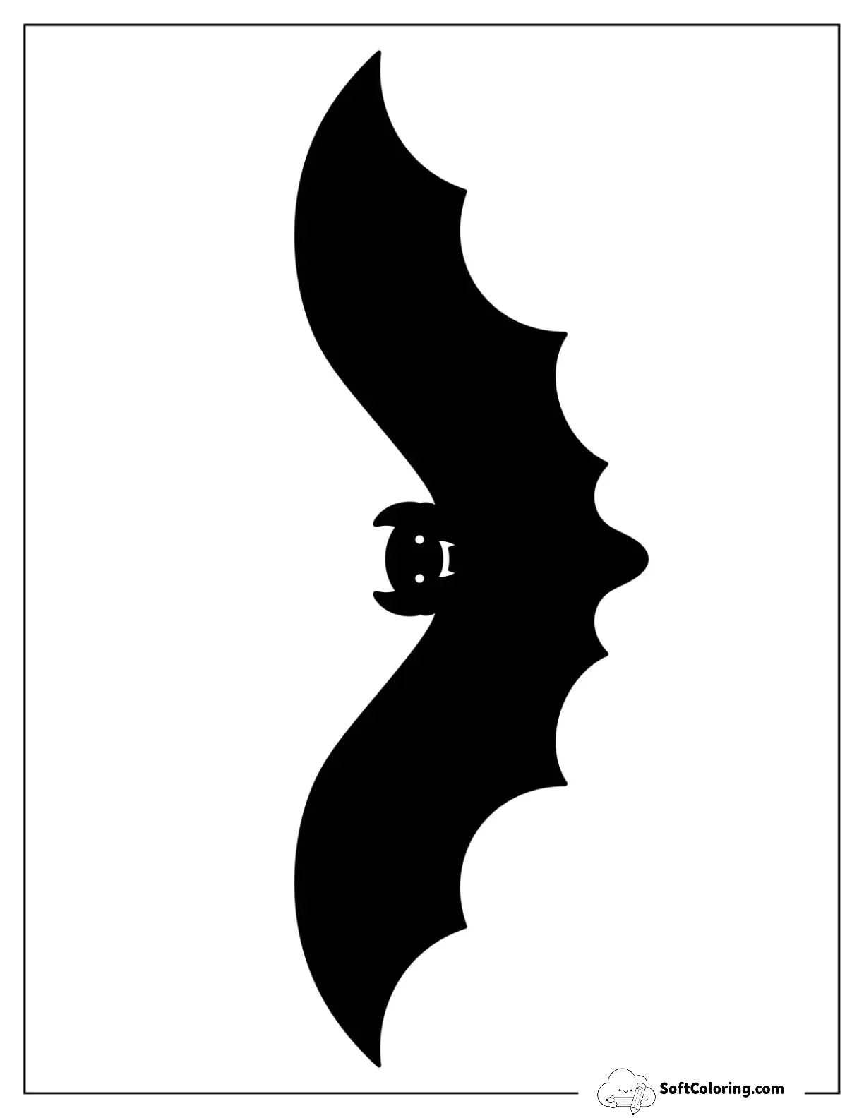 Full Page Black Basic Bat Template For Kids