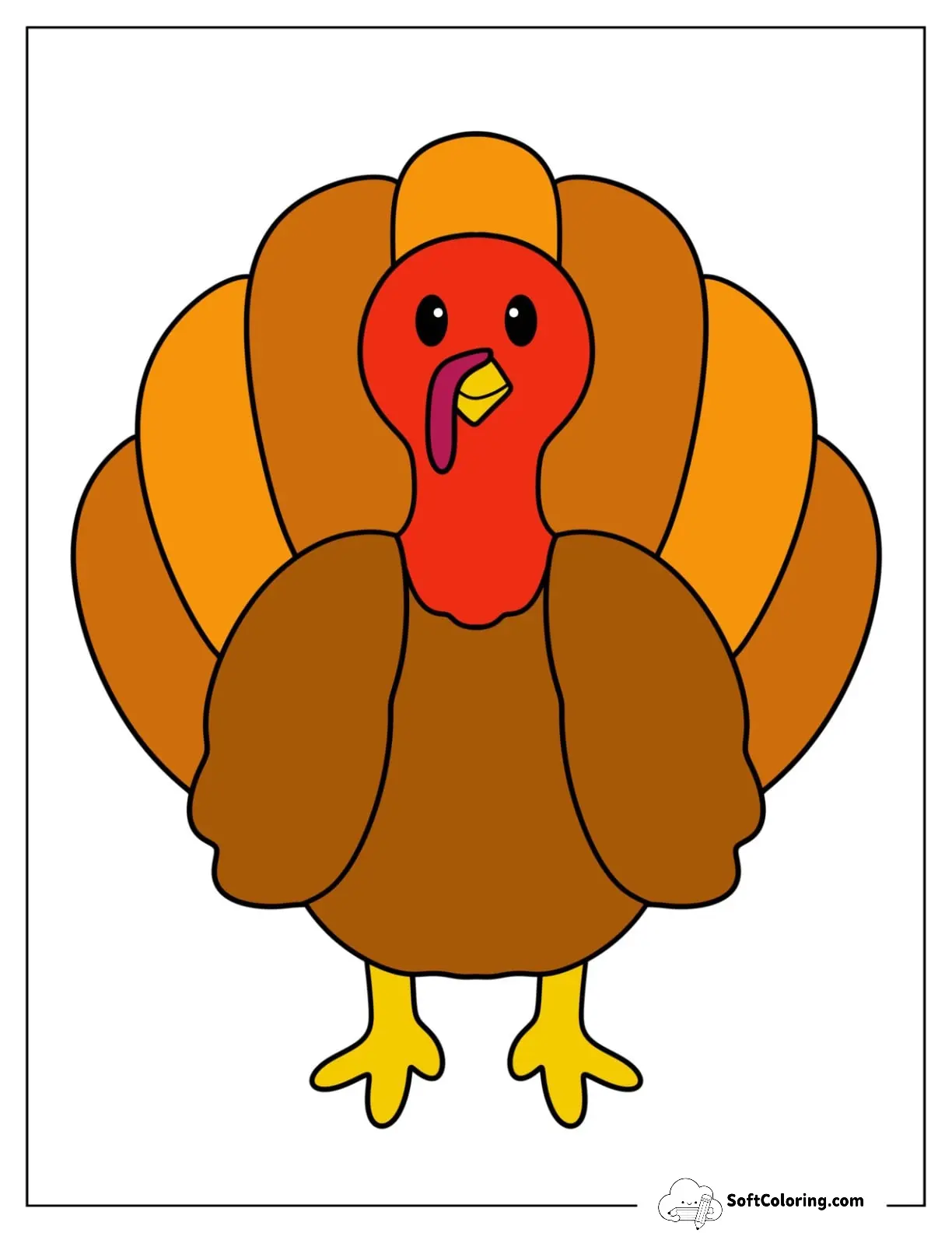 Full Page Colored Cute Turkey Template