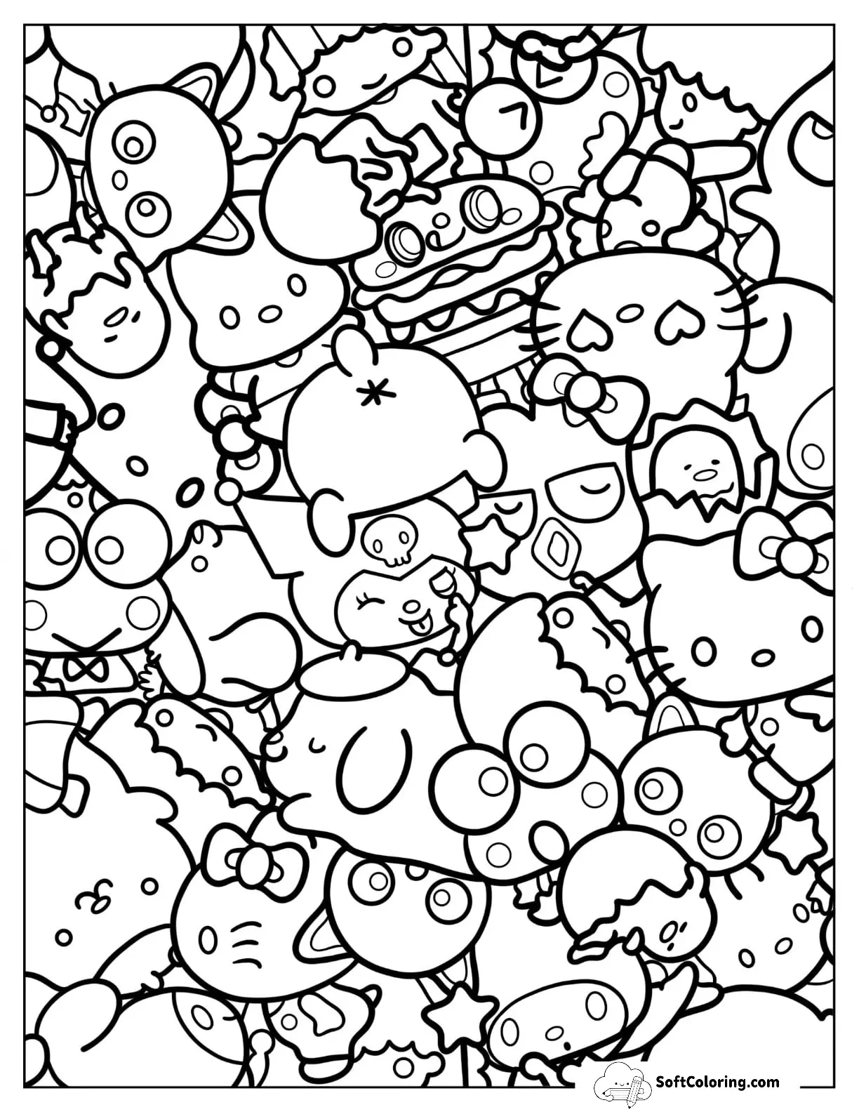 Sanrio Coloring Page Of All Characters