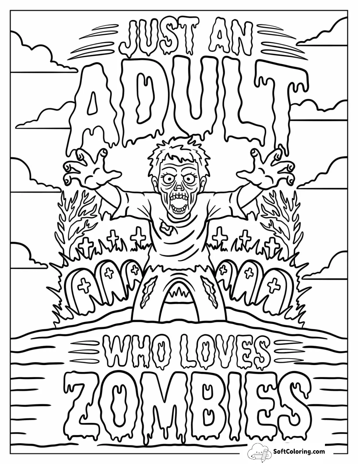 Funny Zombie Rising From The Grave With Just An Adult Who Loves Zombies Text