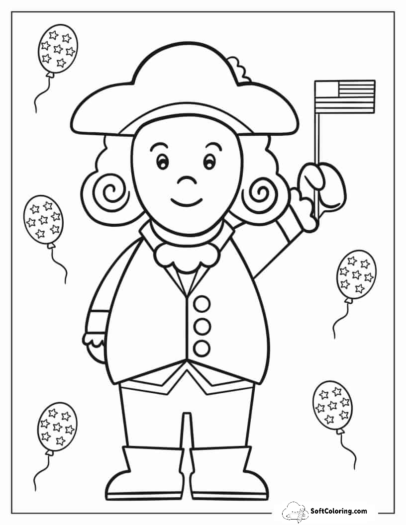 George Washington Independence Day To Color