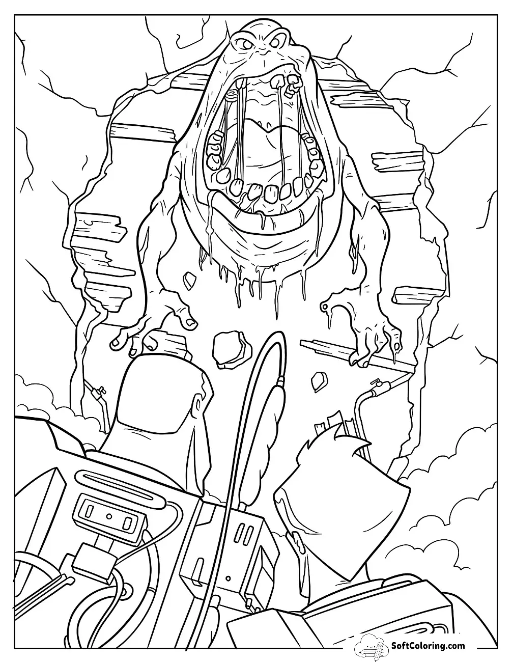 Ghostbusters Coloring Page Fighting Slimer