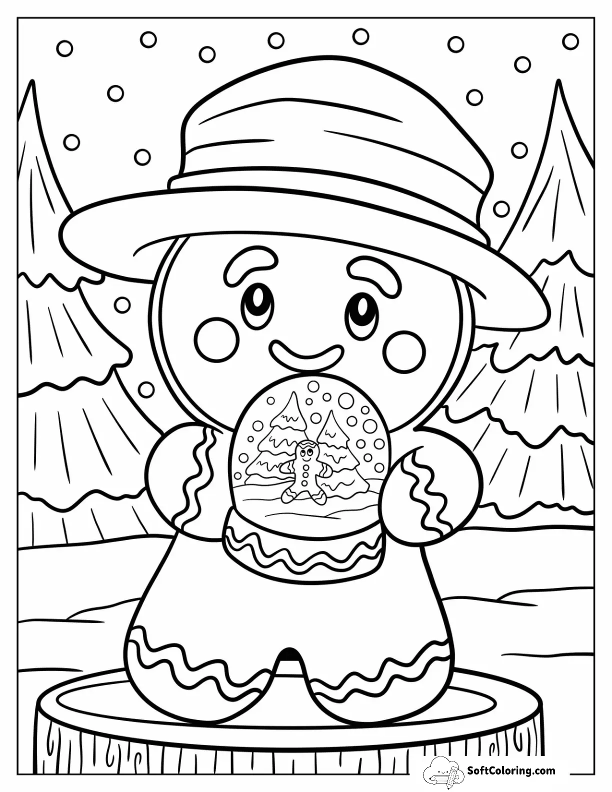 Gingerbread Man With Hat Holding Christmas Snow Globe