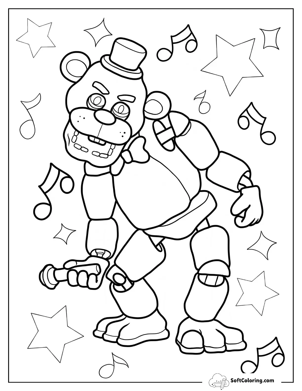 Five Nights At Freddy's Coloring Page Of Golden Freddy For Kids