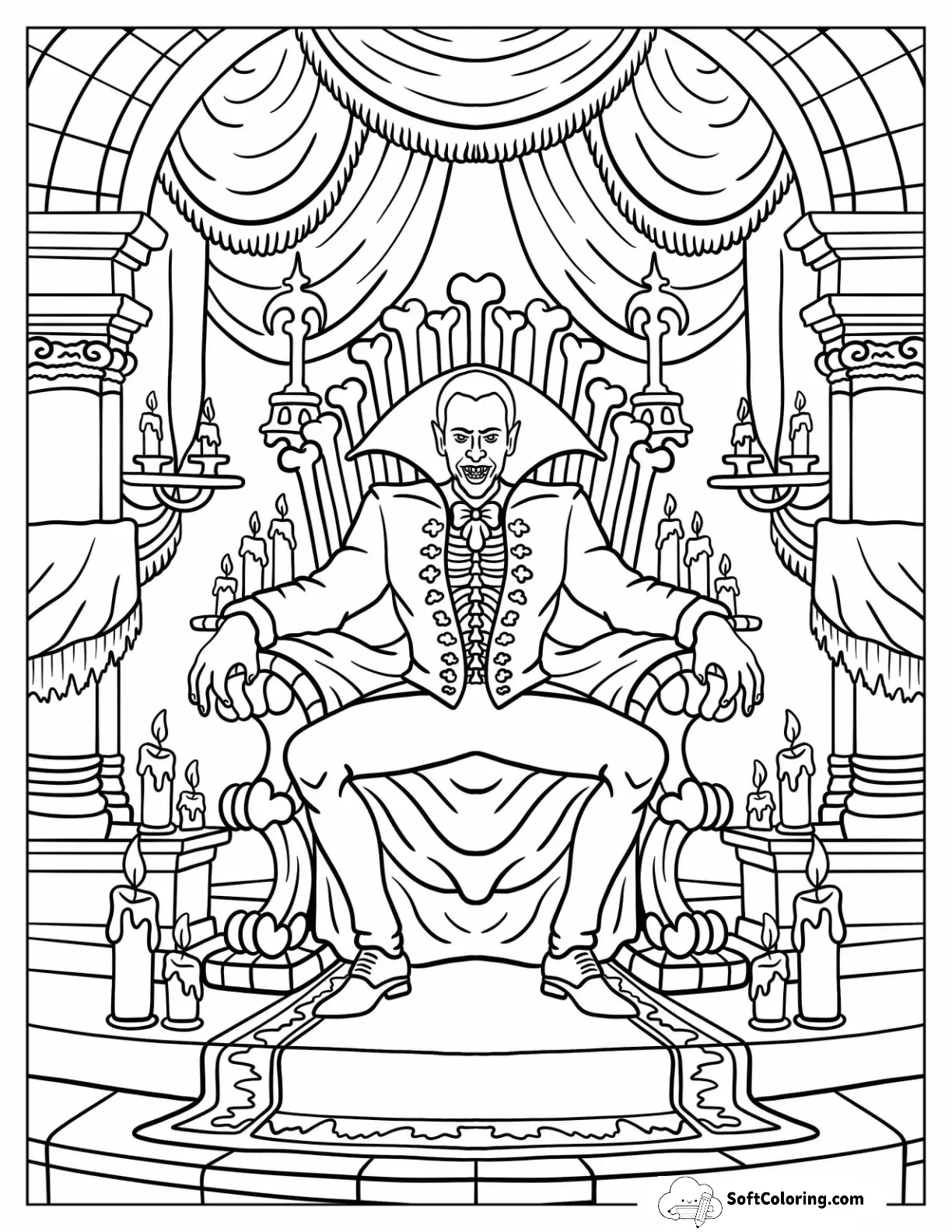 Gothic Dracula In An Ornate Candlelit Throne Room Halloween