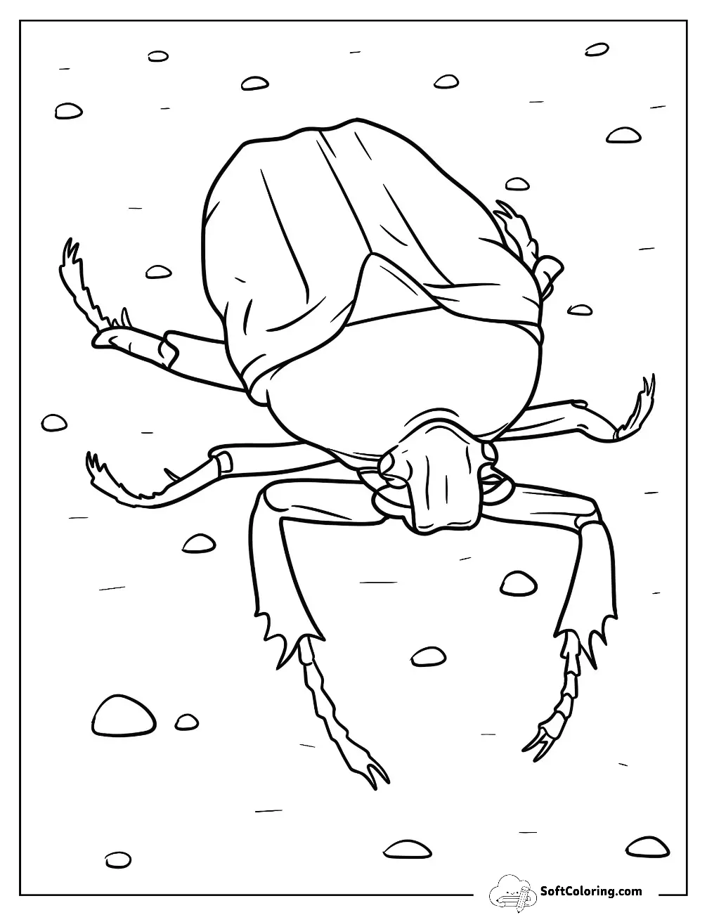 Green Scarab Beetle Coloring Page On The Ground