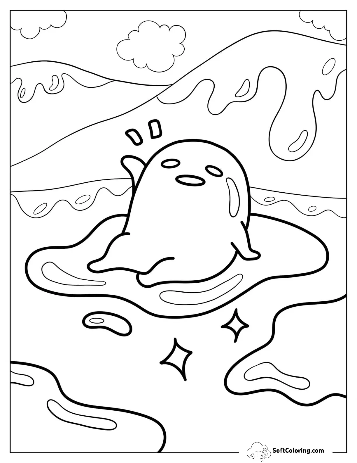 Sanrio Coloring Pages Of Gudetama Wants To Sleep