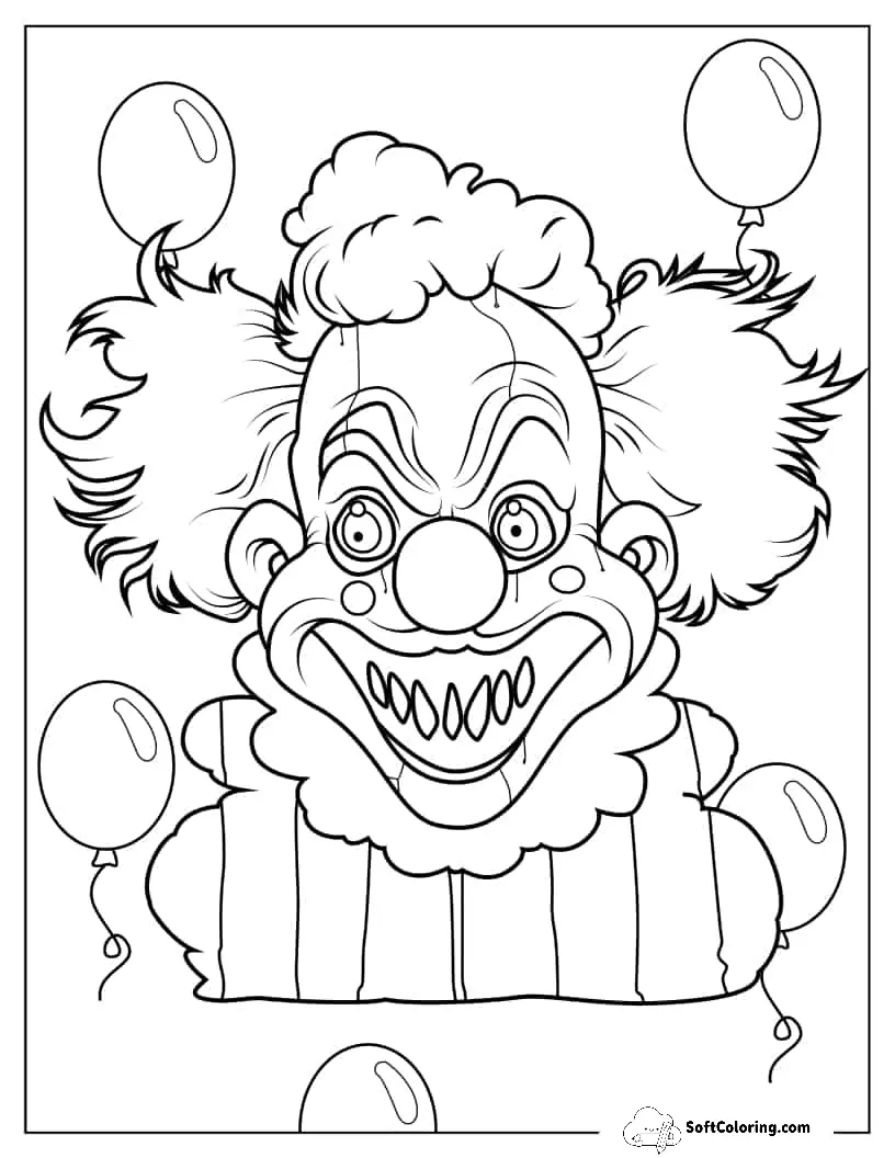 Halloween Clown With Scary Smile To Color