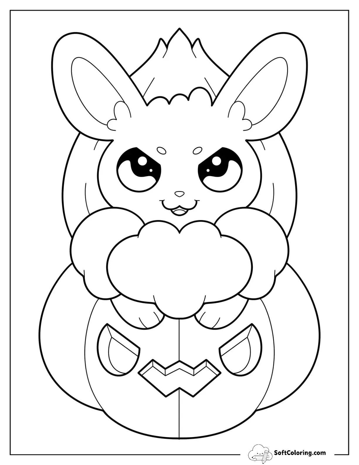 Halloween Pokemon Coloring Page Eevee On Top Of A Jack O Lantern