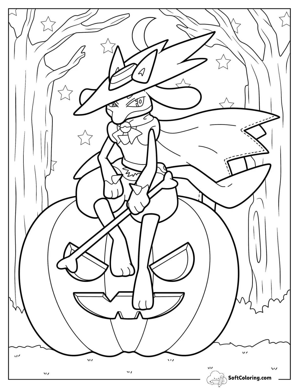 Halloween Pokemon Coloring Page Shadow Mewtwo Sitting On A Jack O Lantern