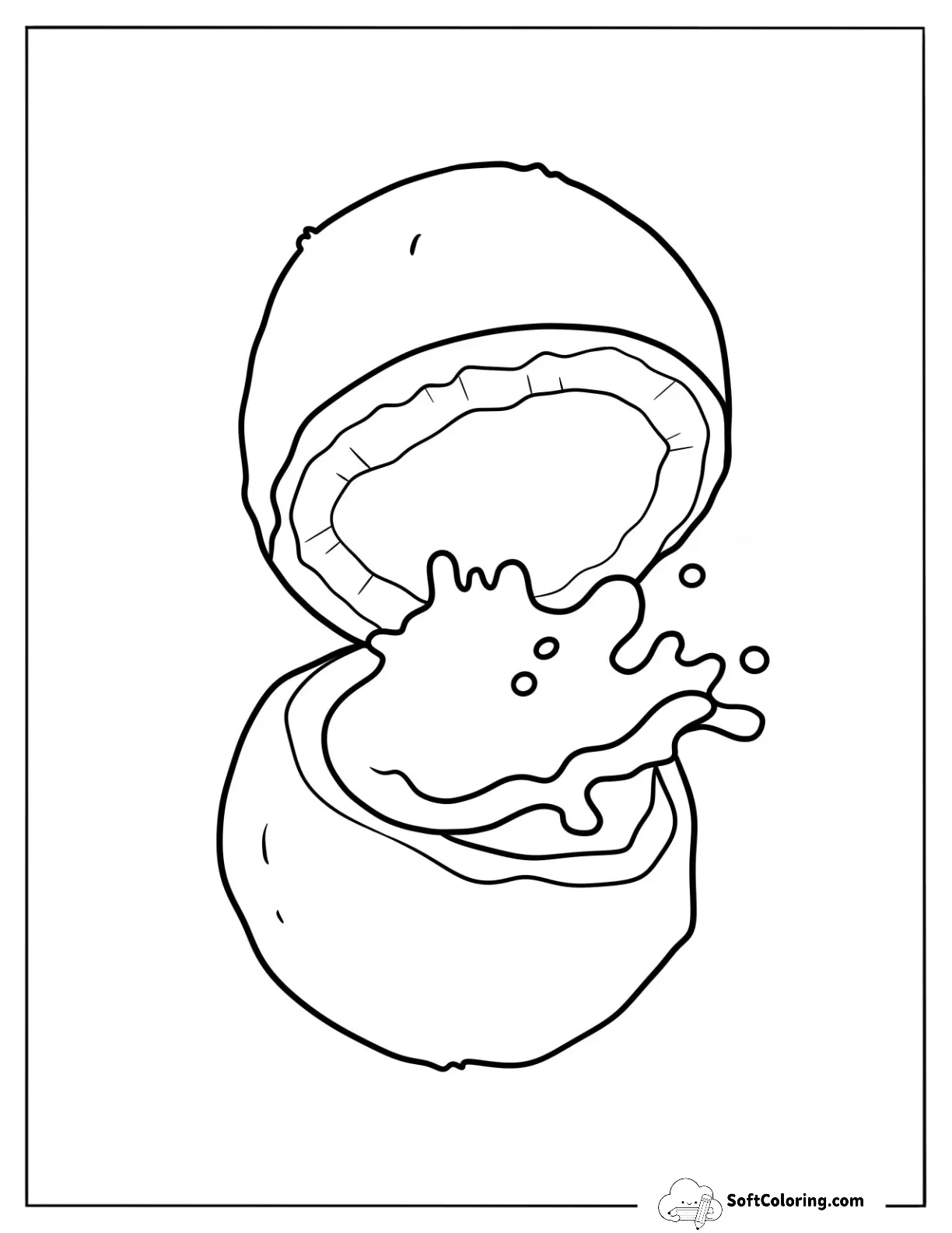 Halved Coconut Coloring Page With Coconut Juice Inside