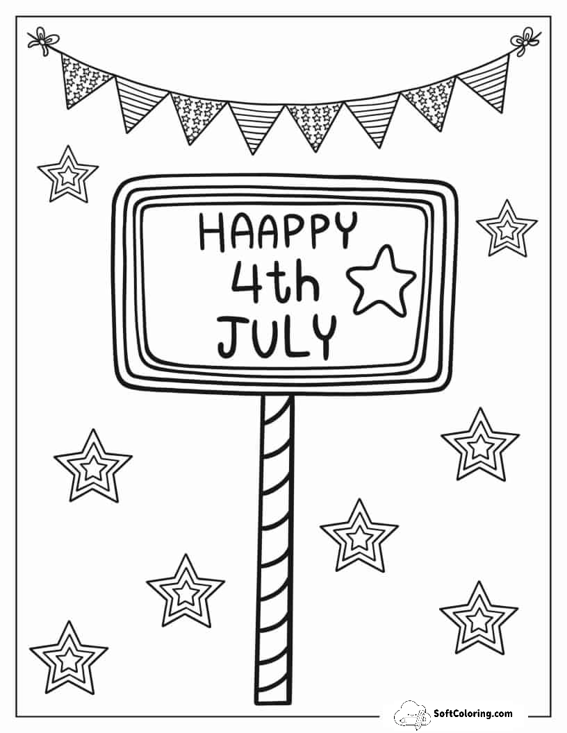 Happy 4Th Of July To Color