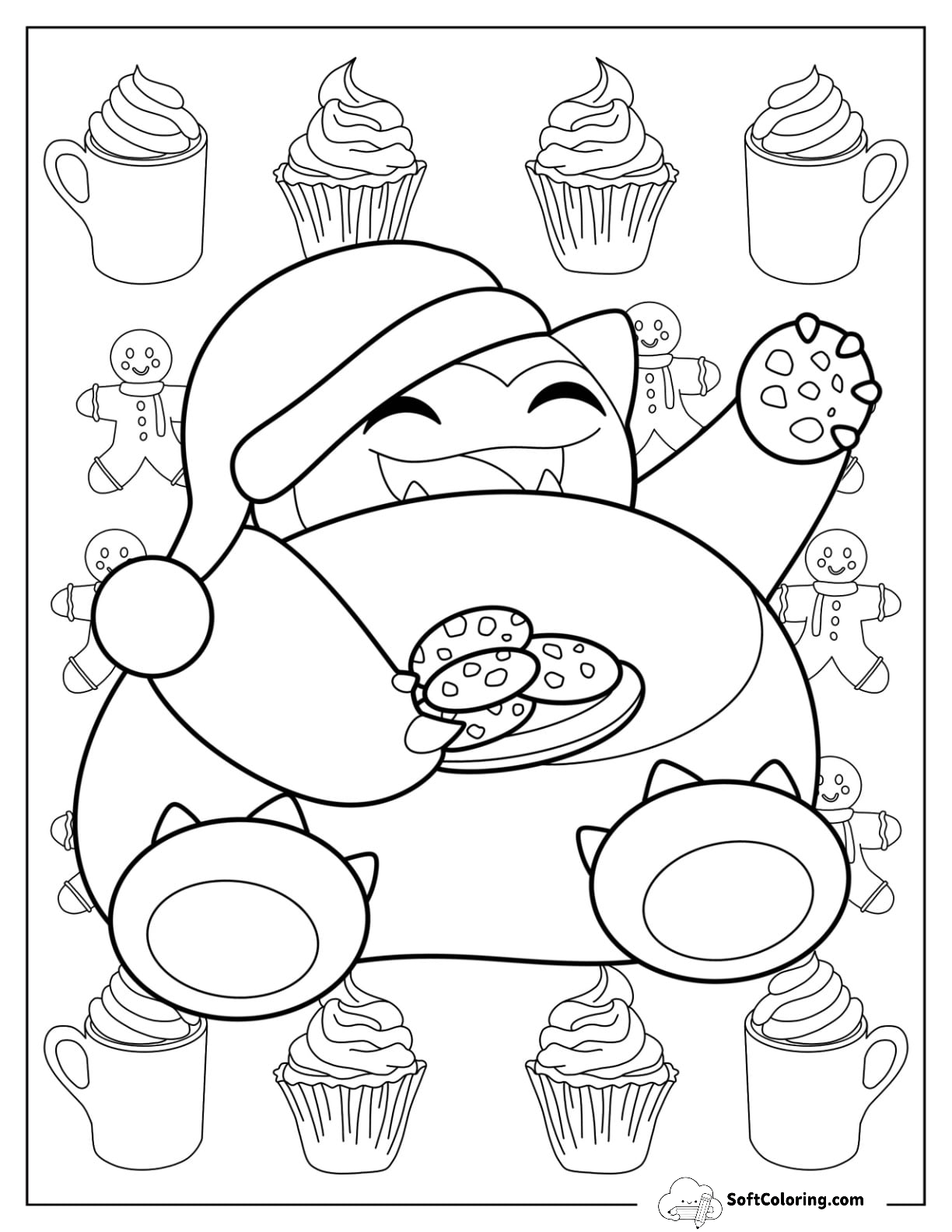 Pokemon Happy Snorlax Eating Christmas Cookies
