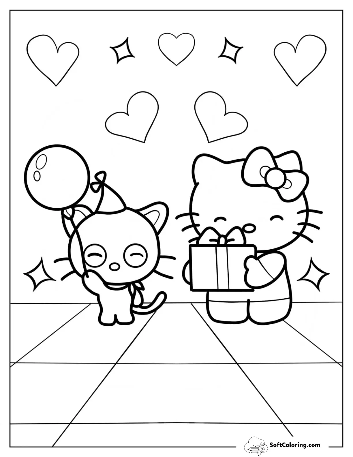 Hello Kitty Giving Chococat A Birthday Present