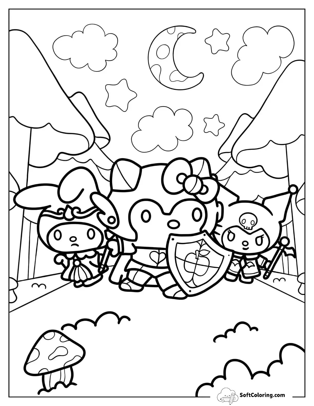 Sanrio Of Hello Kitty Knight, Sorcerer My Melody, And Witch Kuromi