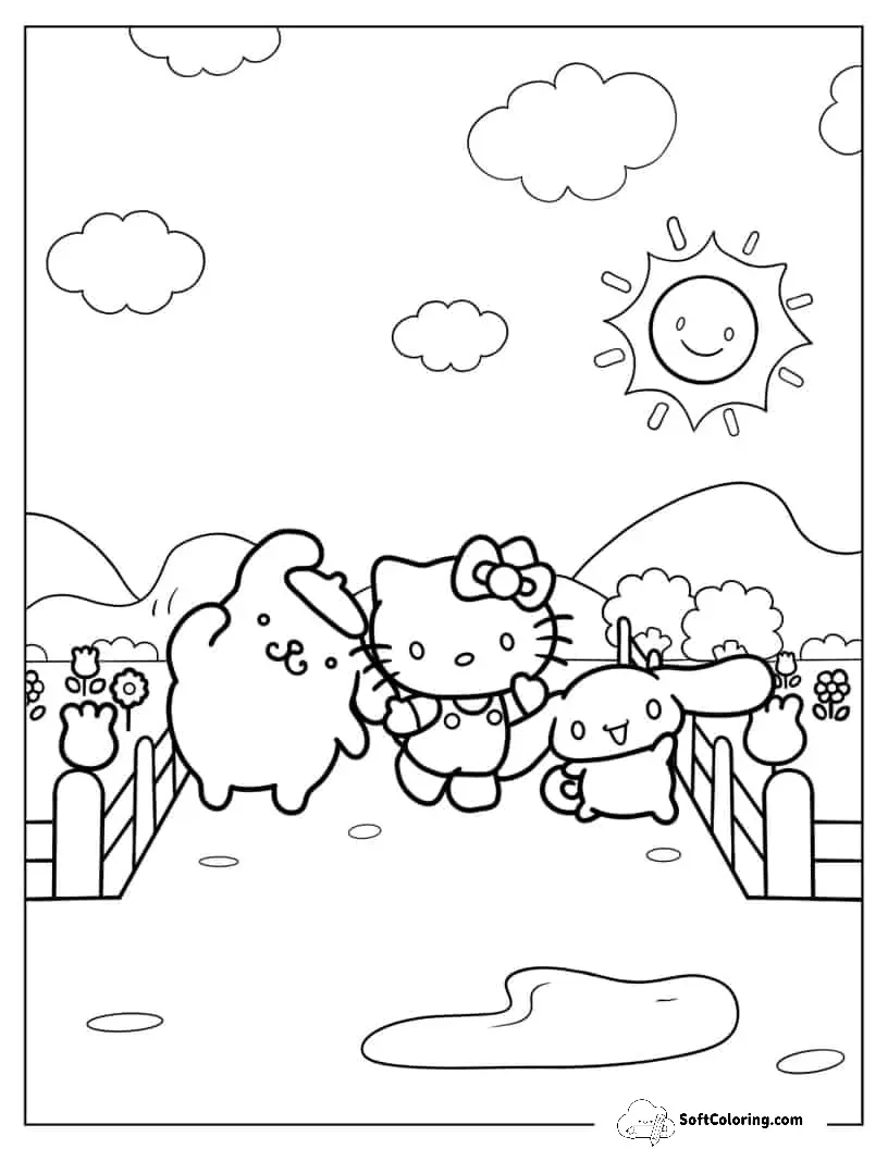 Hello Kitty With Pompompurin And Cinnamoroll