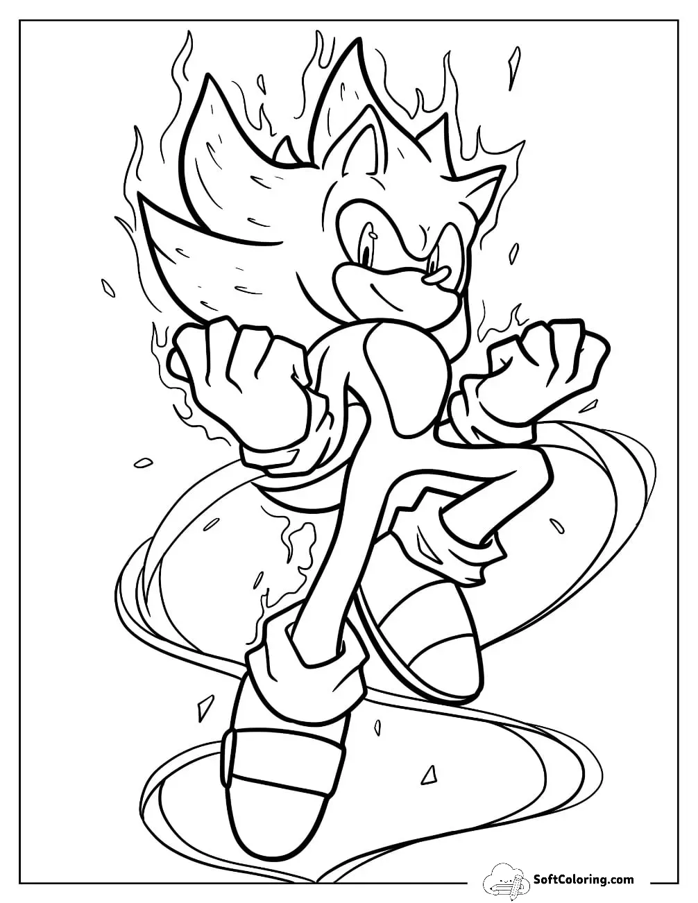 Hyper Sonic Coloring Page Power Up