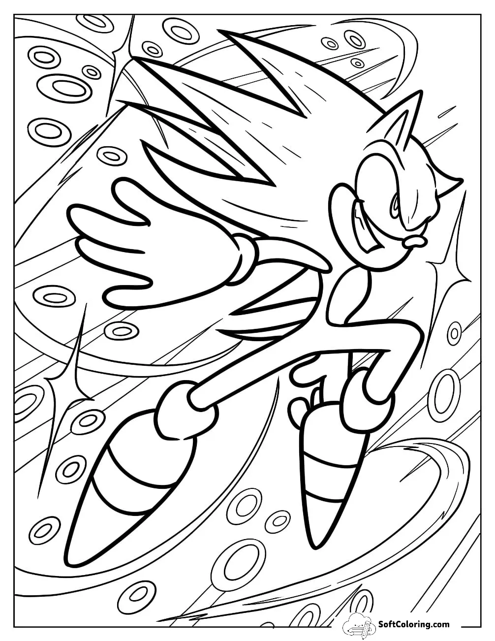 Hyper Sonic Coloring Page Running At Full Speed