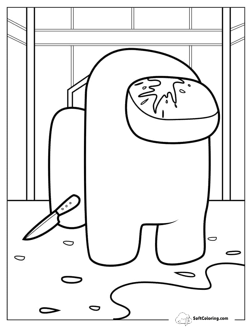 Imposter Coloring Sheet With Knife And Gore