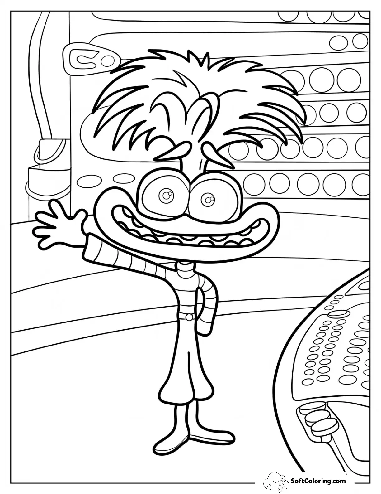 Inside Out 2 Anxiety Waving Coloring Page For Kids