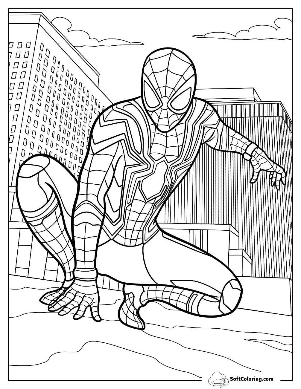Iron Spider-Man Coloring Page In Iconic Superhero Pose