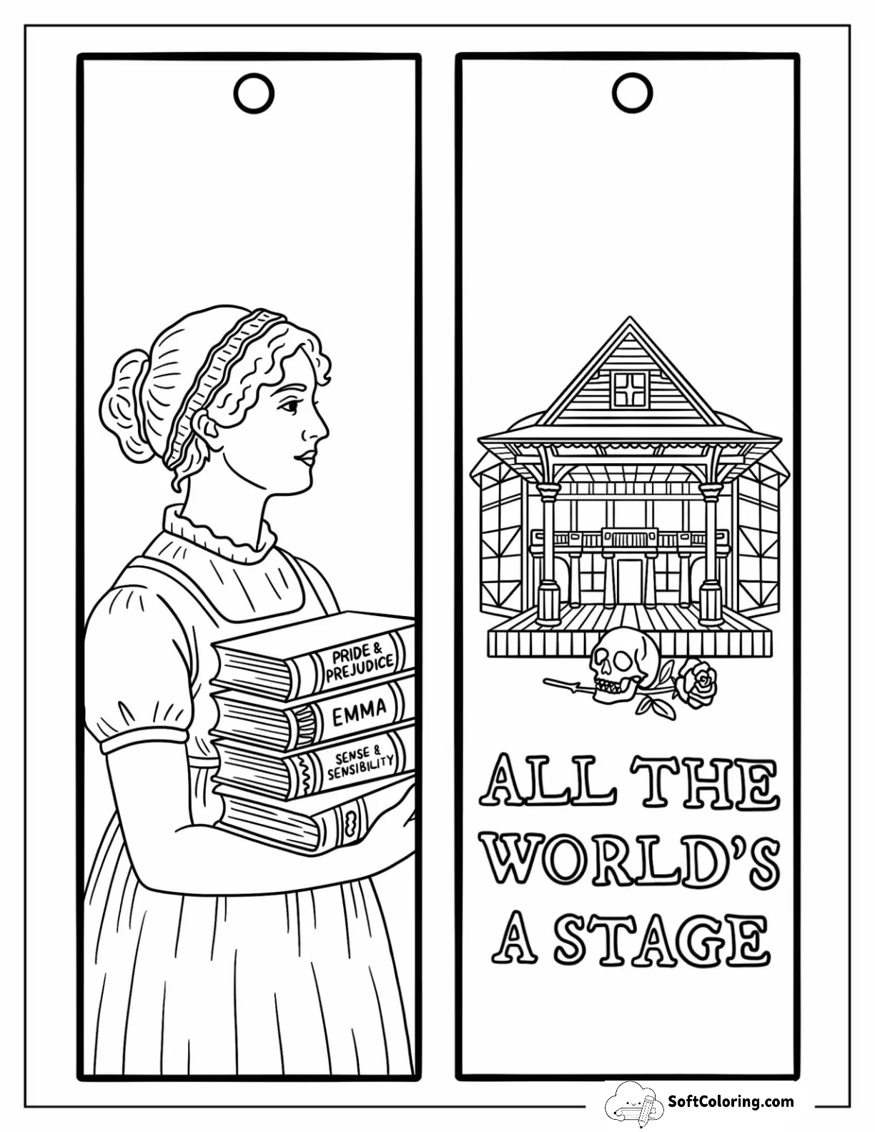 Jane Austen Books And Shakespeare’s Globe Theater Bookmark
