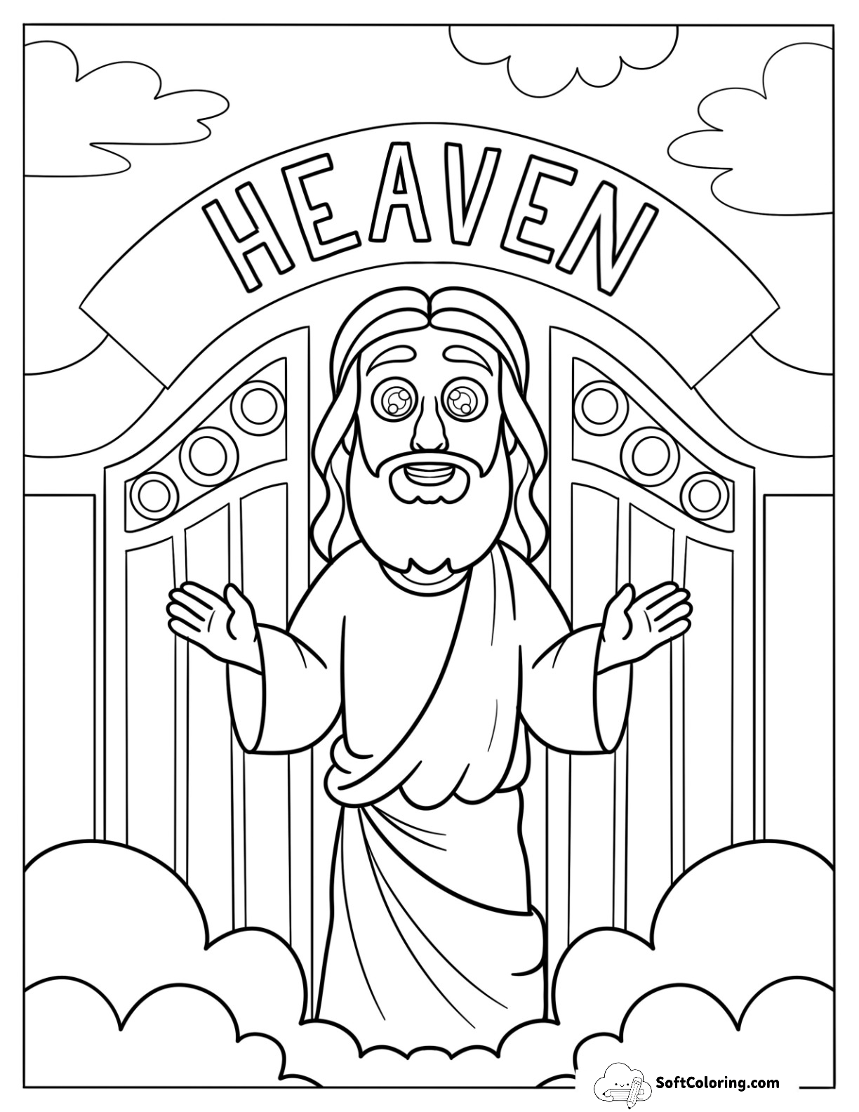 Jesus Coloring Page At The Pearly Gates