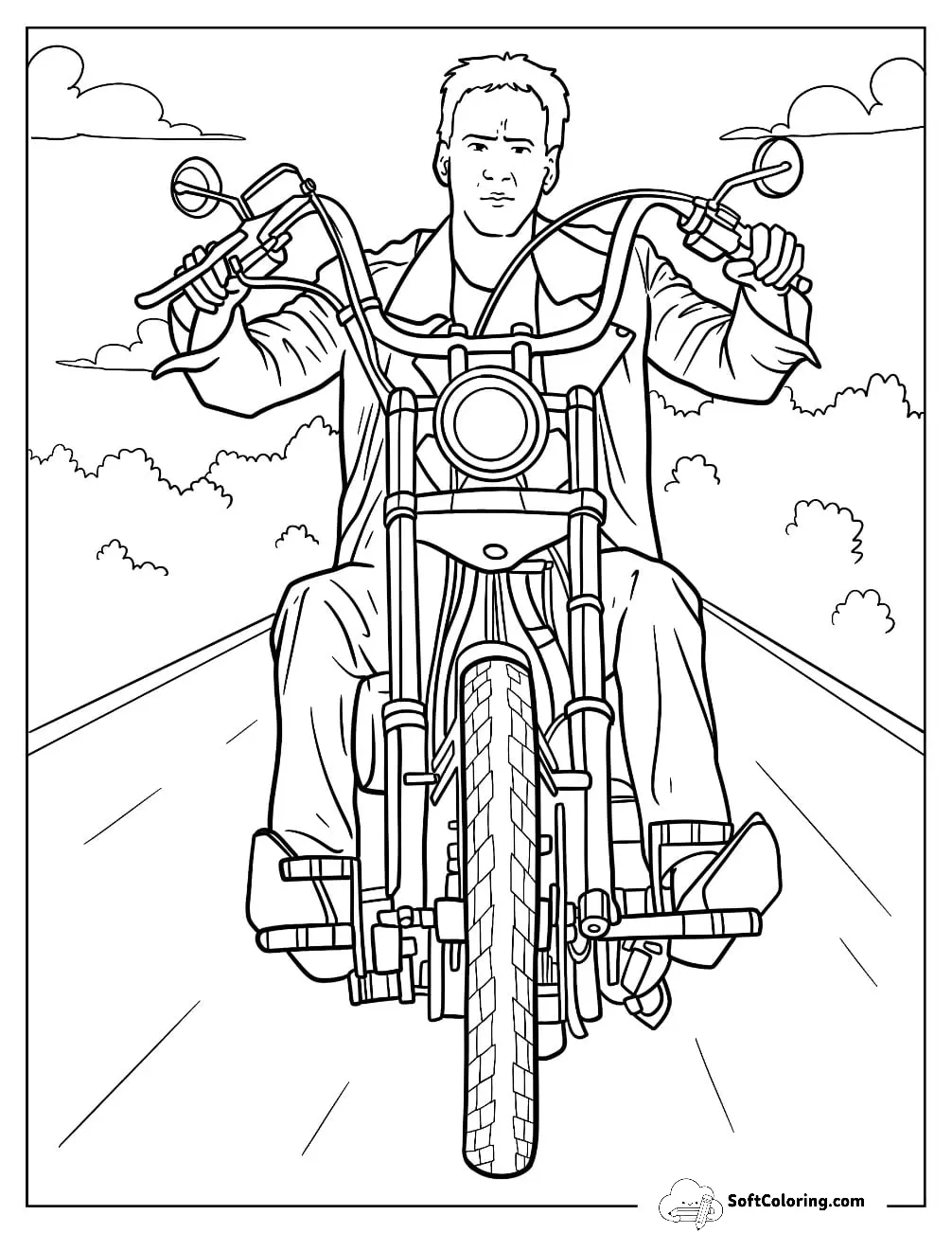 Johnny Blaze On A Motorcycle Ghost Rider Coloring Page