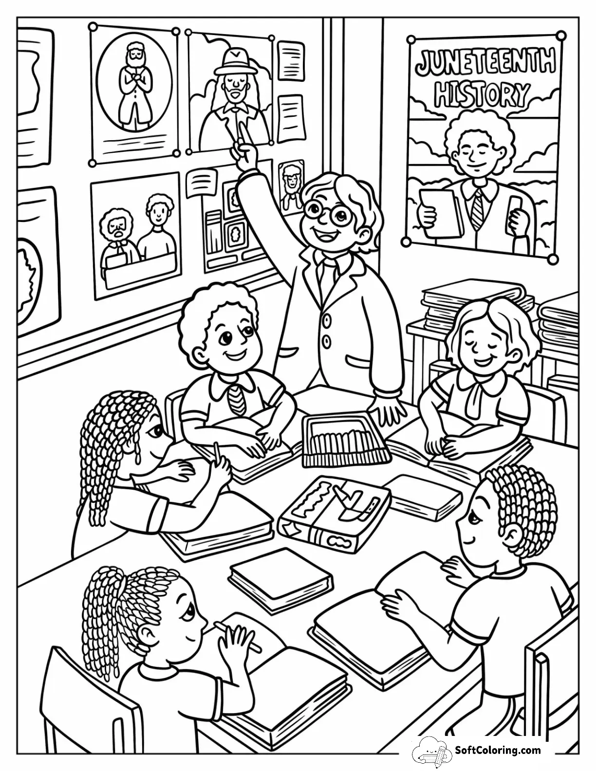 Juneteenth Coloring Page History Lesson In A Classroom