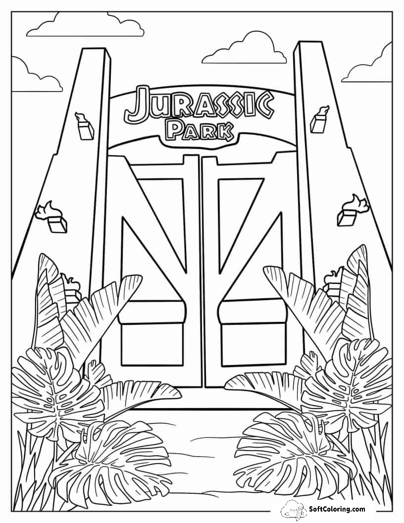 Jurassic Park Gate Coloring Page