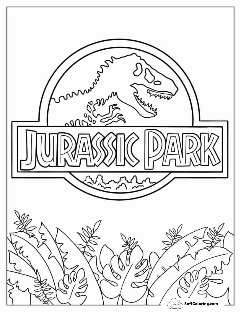 Jurassic Park Logo Coloring Page For Kids