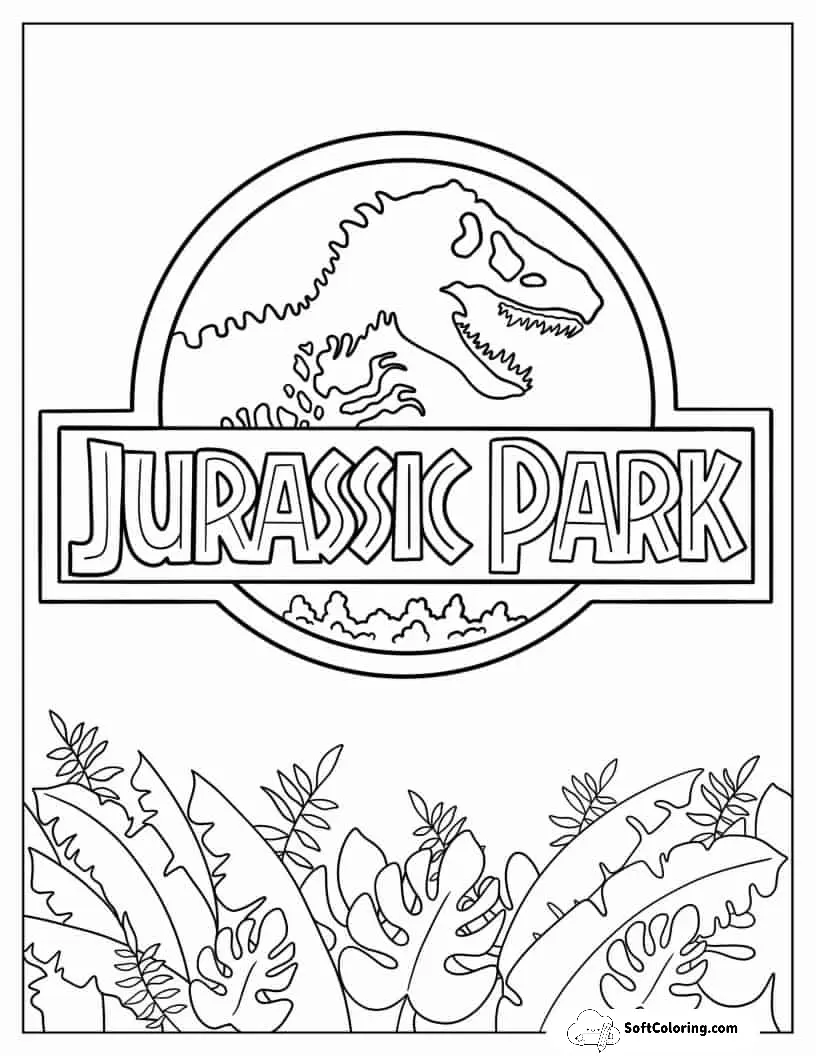 Jurassic Park Logo Coloring Page For Kids