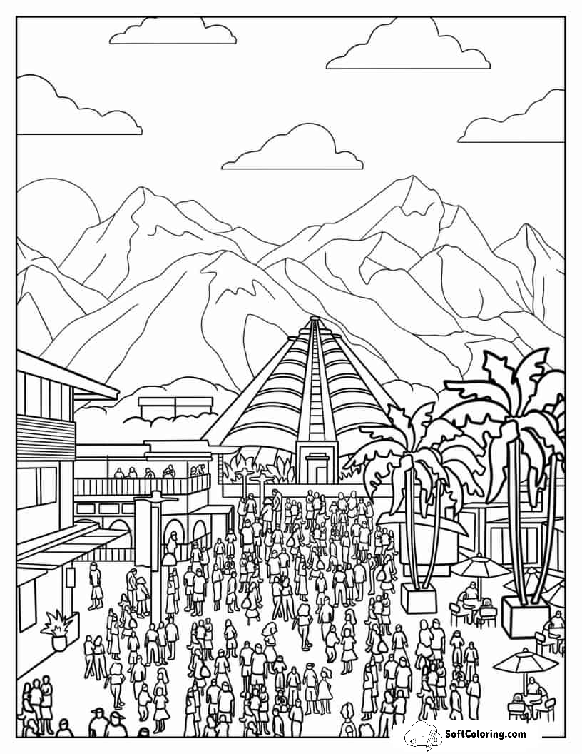 Jurassic World Theme Park Coloring Page