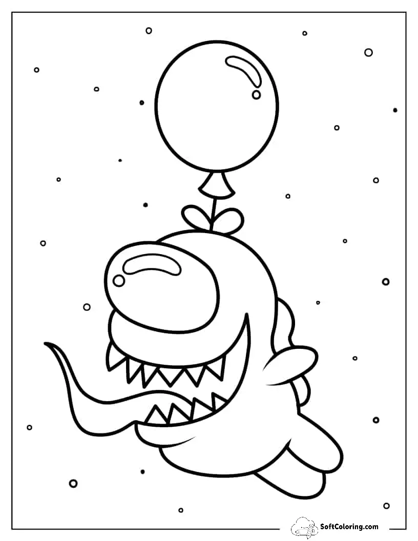Kawaii Among Us Imposter Flying With Balloon
