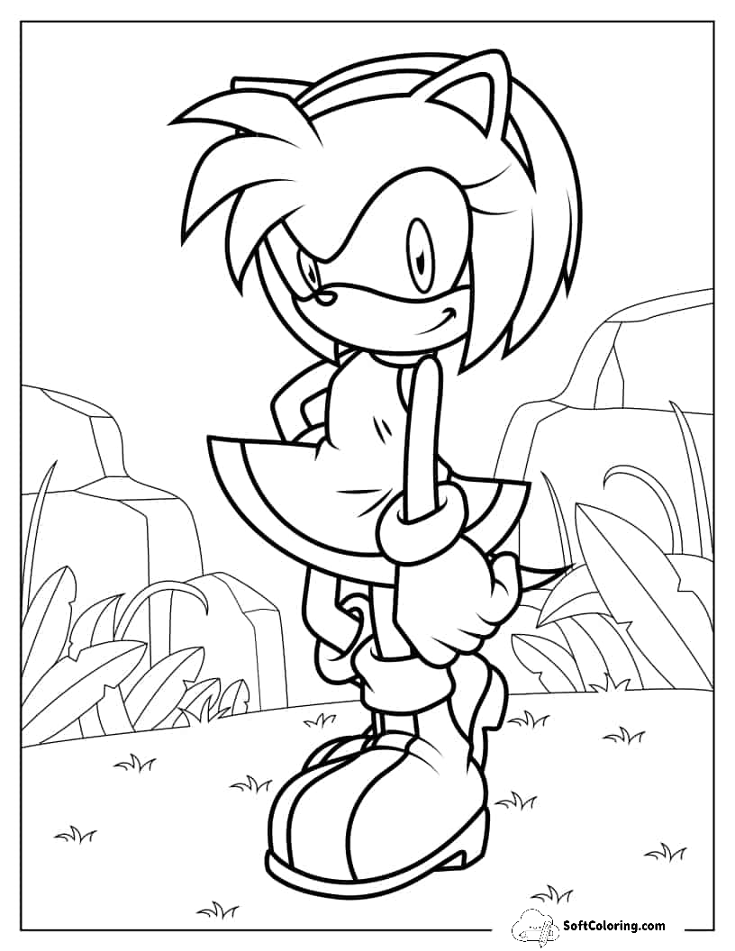 Kawaii Amy Rose Coloring Sheet For Kids
