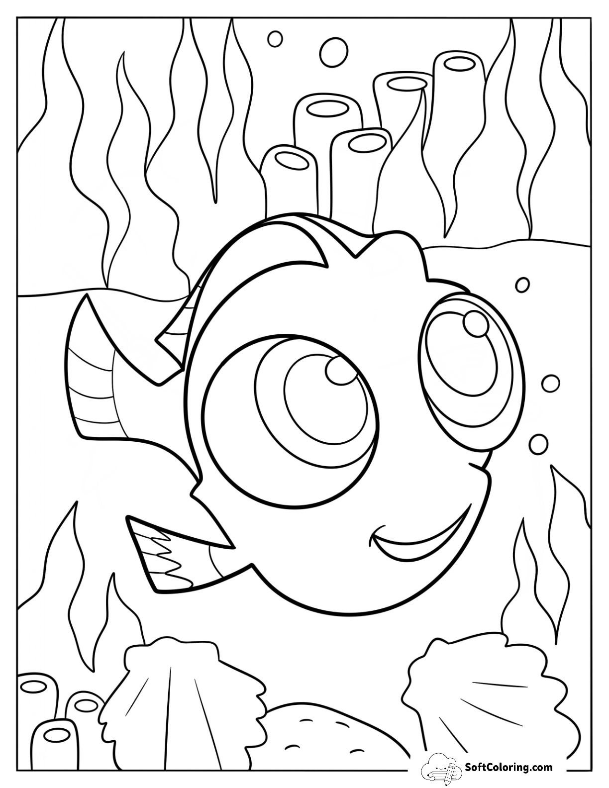 Kawaii Baby Finding Dory Coloring Page For Kids